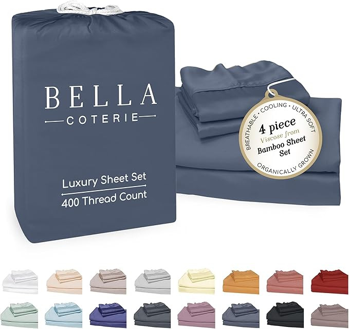 Bella Coterie Luxury Bamboo Viscose Queen Size Sheet Set | 100% Organically Grown | Ultra Soft | ... | Amazon (US)