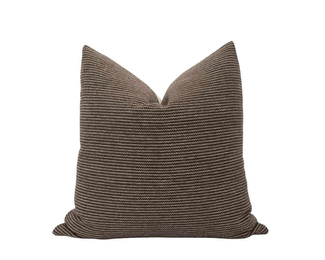 PHOENIX || Woven Brown Pillow Cover Brown Stripe Pillow Dark Brown Pillow Cover Textured Brown Pi... | Etsy (US)