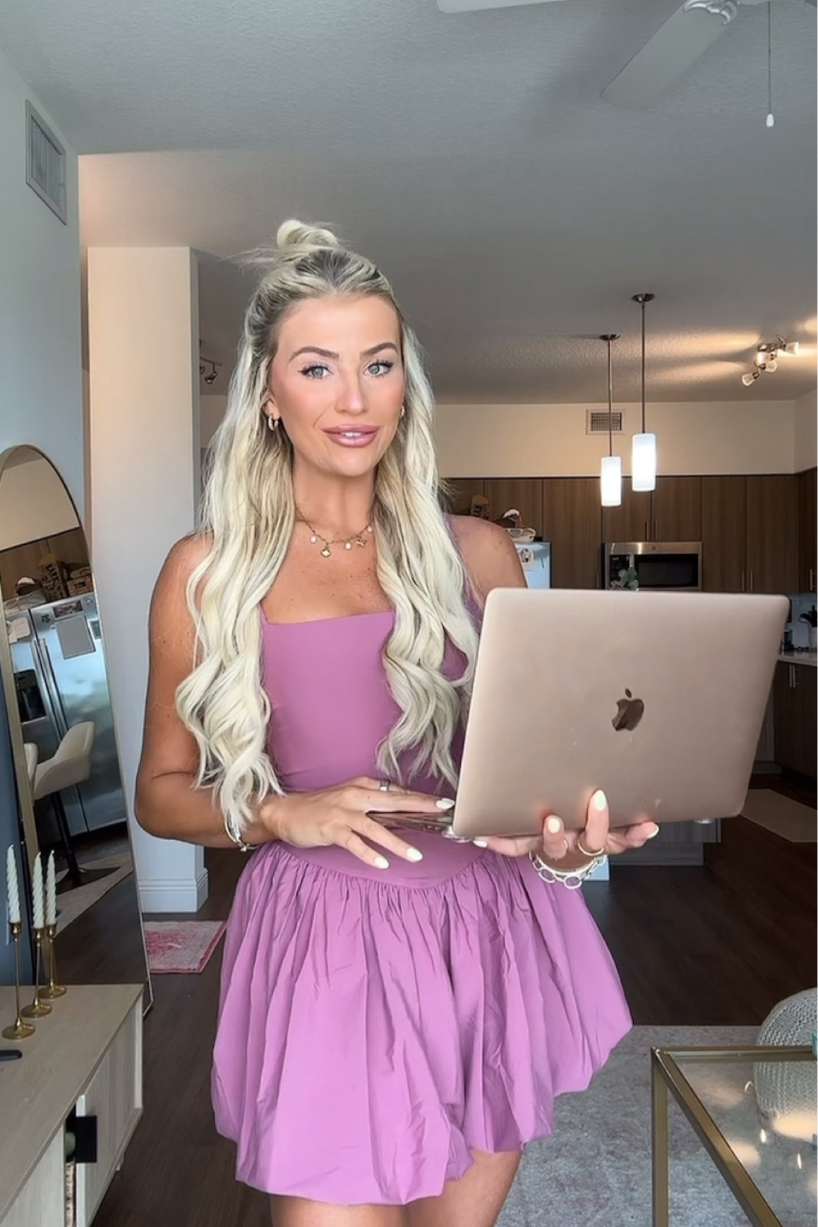 Wearing a size small in athletic dress, I’m 5’9” 130 lb 