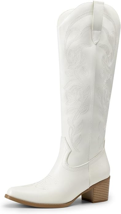 DREAM PAIRS Womens Cowboy Boots Western Comfortable Chunky Heel Square Toe Embroidered Cowgirl Kn... | Amazon (US)