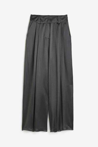 Silk-blend Satin Pants - Dark gray - Ladies | H&M US | H&M (US + CA)