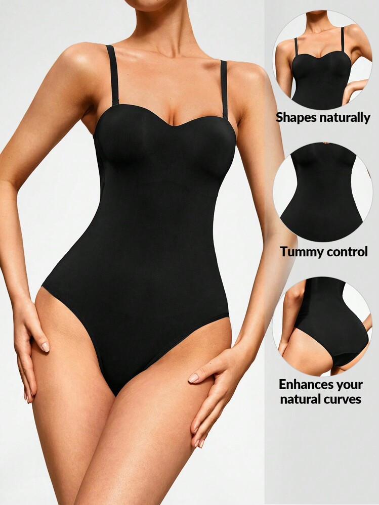 SHAPORA Damen schwarzer r\u00fcckenfrei gestrickter l\u00e4ssiger bequemer leicht dehnbarer lang\... | SHEIN