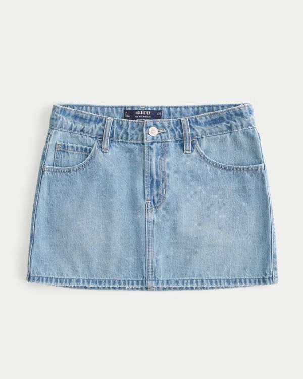 Women's Mid-Rise Light Wash Denim Mini Skirt | Women's Bottoms | HollisterCo.com | Hollister (US)