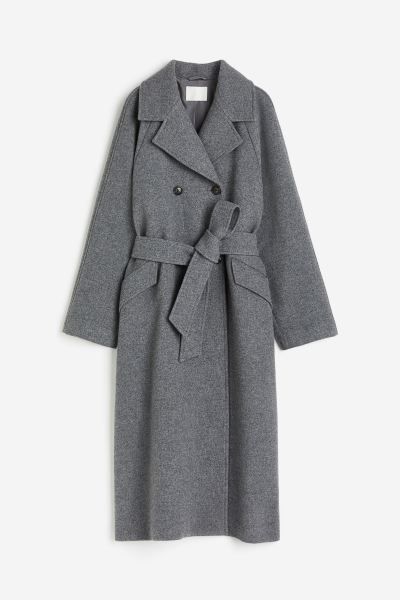 Mantel mit Bindegürtel - Grau - Ladies | H&M DE | H&M (DE, AT, CH, DK, NL, NO, FI)