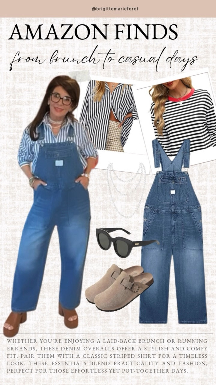 Whether you’re enjoying a laid-back brunch or running errands, these denim overalls offer a stylish and comfy fit. Pair them with a classic striped shirt for a timeless look. These essentials blend practicality and fashion, perfect for those effortless yet put-together days.