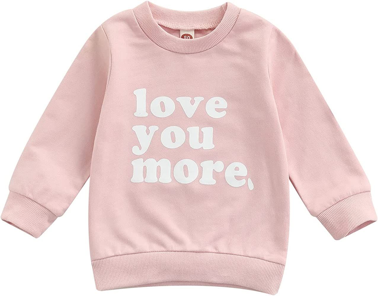 Toddler Baby Boy Girl Crewneck Sweatshirt Top,Infant Love You More Shirt,Unisex Baby Valentine 's Da | Amazon (US)