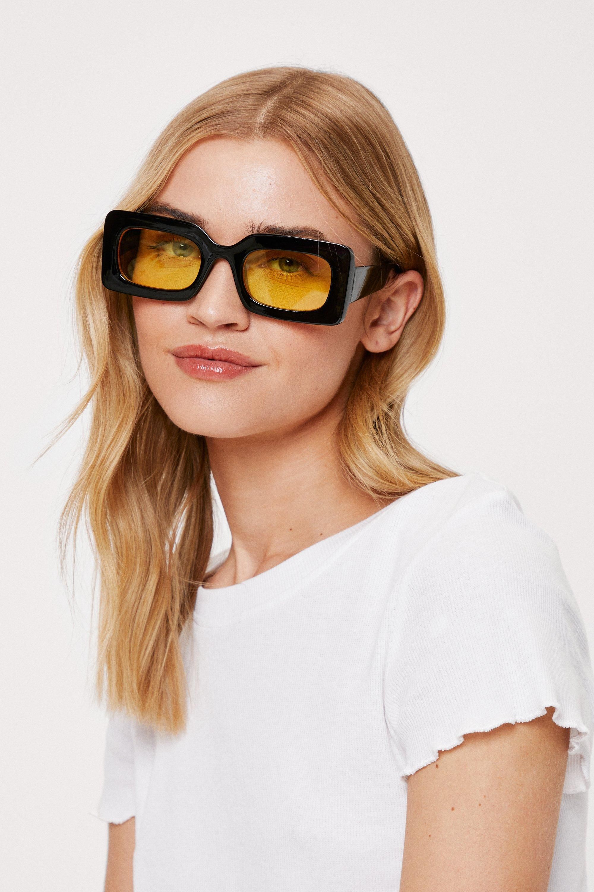 Rectangle Thick Frame Tinted Sunglasses | Nasty Gal (US)