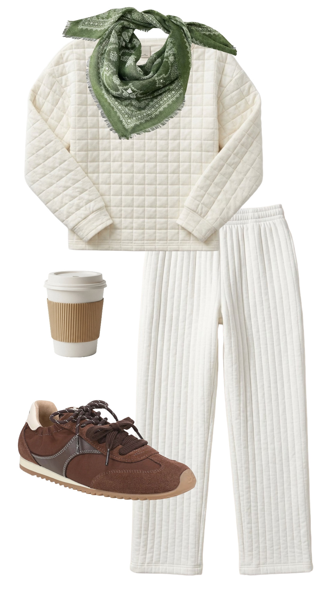 Cozy matching sets are basically made for coffee runs and slow fall mornings. 🤎 I love this cream quilted set with brown sneakers and a green bandana for a comfy outfit that still has some personality.

#MatchingSet #CozyFallStyle #CasualFallOutfit #LTKfinds

#LTKgrwm #LTKootd #LTKmomlife