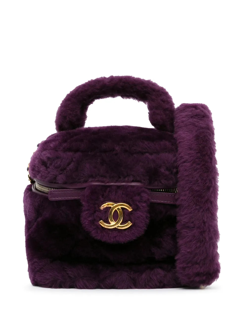CHANEL Pre-Owned 2021-2023 Small Quilted Shearling Vanity Case Satchel | Purple | FARFETCH | Farfetch Global