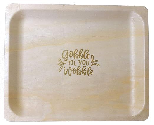 Perfect Stix 10" Disposable Wooden Plates with Thanksgiving Theme Print"Gobble Til You Wobble"- P... | Amazon (US)