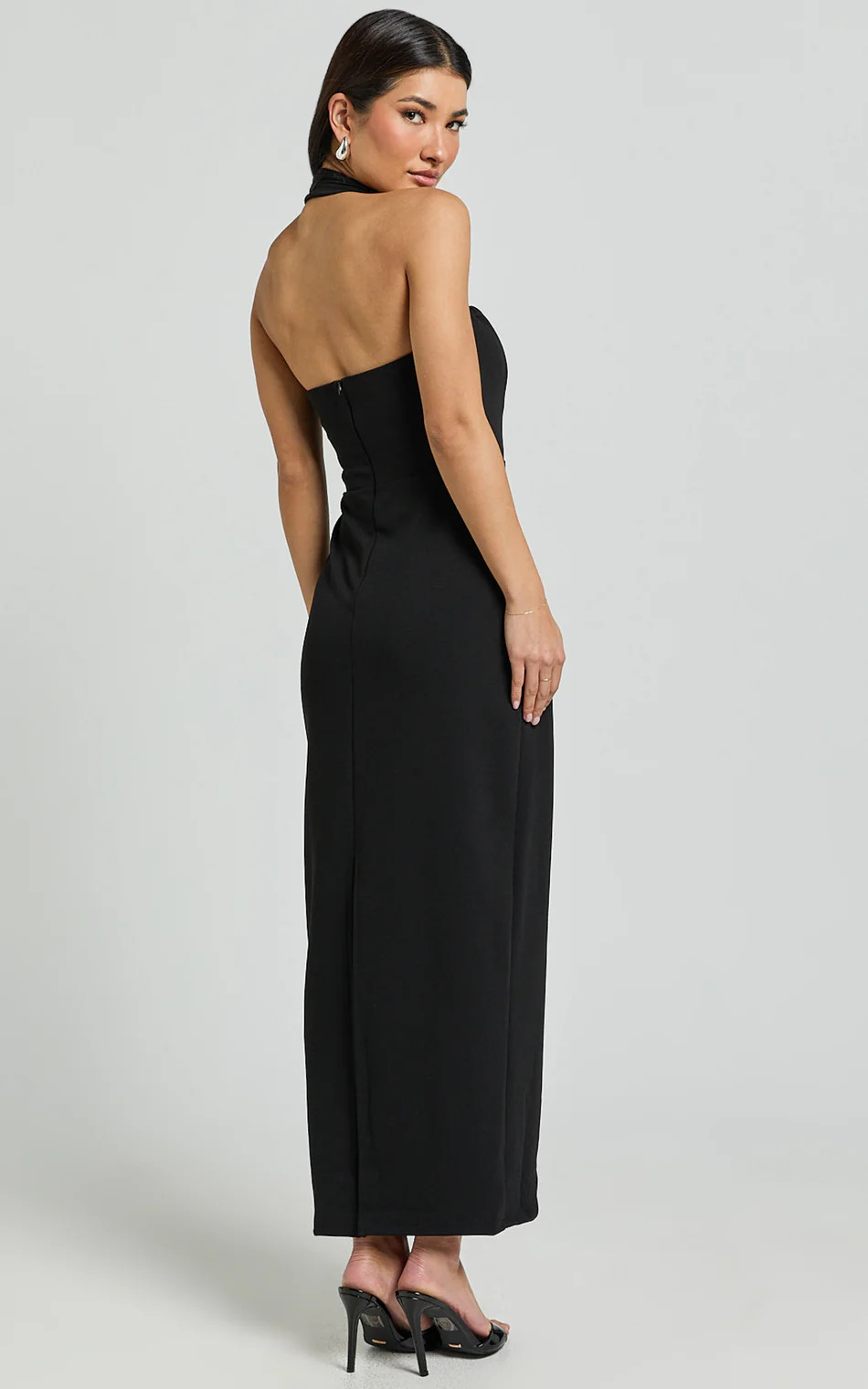 Salome Midi Dress - Halter Neck Column Dress in Black | Showpo (US, UK & Europe)