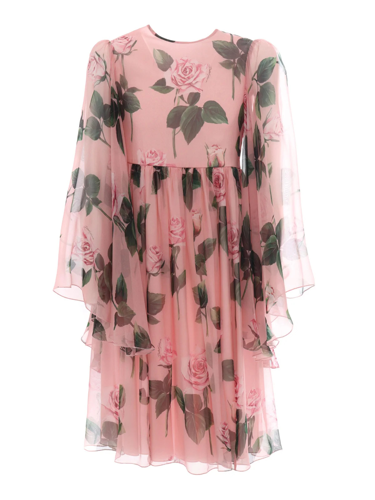 Dolce & Gabbana Kids Rose Print Chiffon Dress | Cettire Global