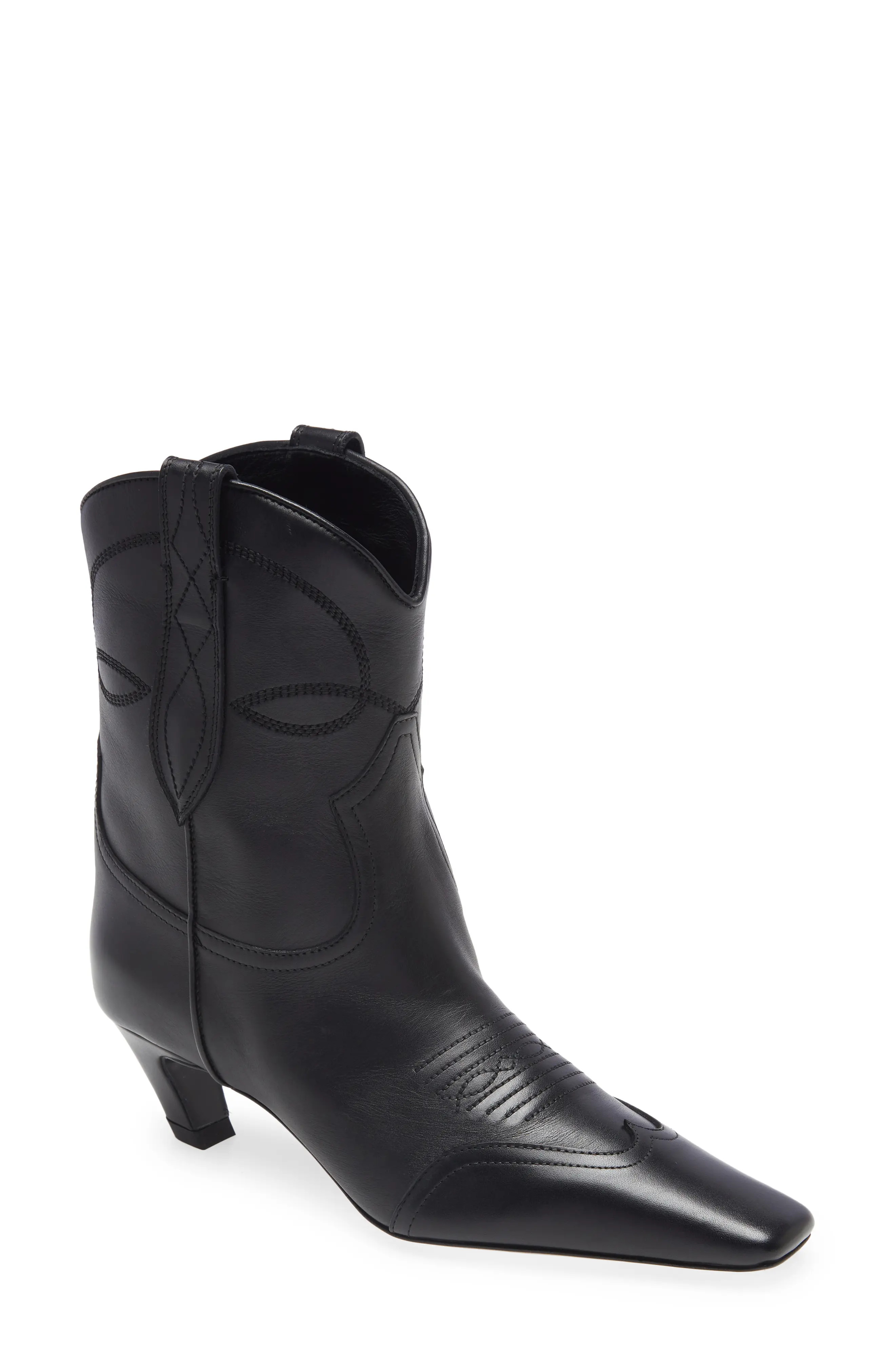 Khaite Dallas Short Western Bootie in Black at Nordstrom, Size 5.5Us | Nordstrom