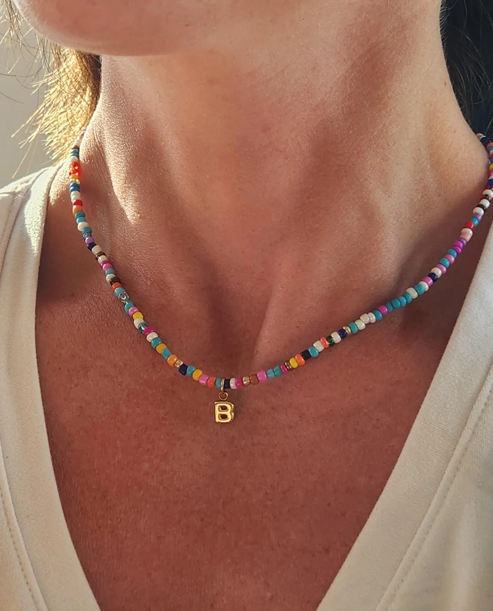 Beaded Initial Necklace: Multicolored Seed Bead Rainbow Jewelry | Etsy (Global)