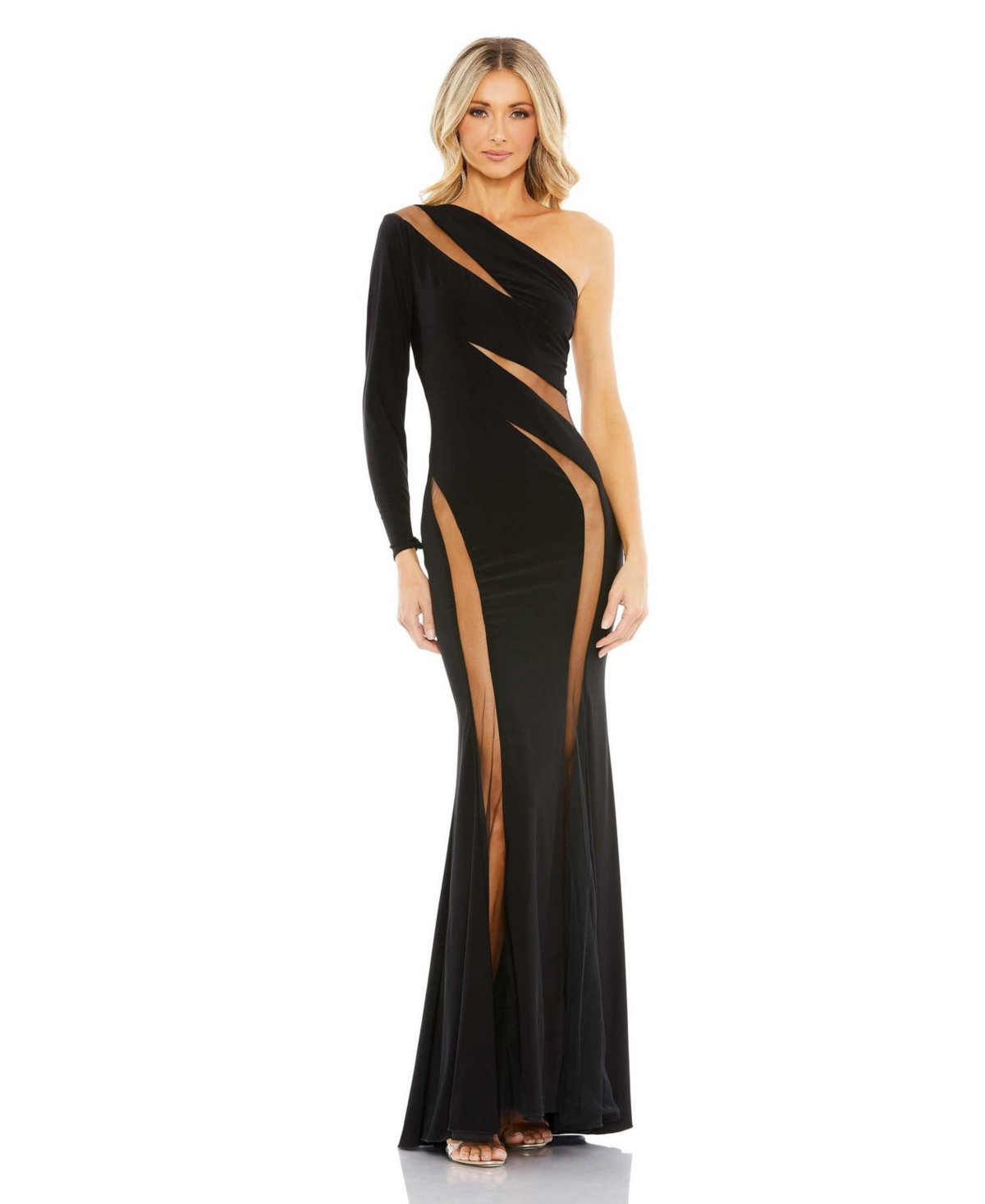 Mac Duggal Women's Ieena Jersey One Shoulder Illusion Cut Out Gown - Black | Macy's