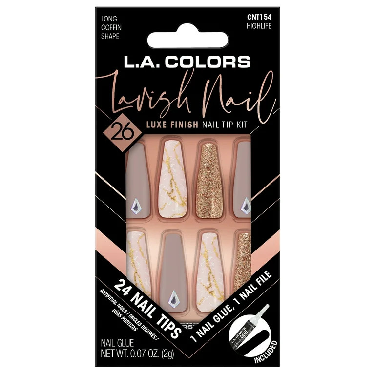 L.A. COLORS Lavish Nail Tips, Highlife, 26 Pieces | Walmart (US)