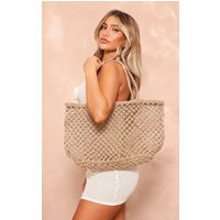 Natural Crochet Netted Beach Bag | PrettyLittleThing US