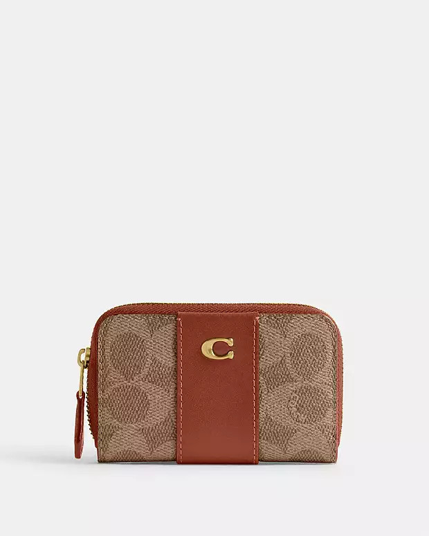 Essential Small Zip Around Card Case In Signature Canvas | Coach (US)