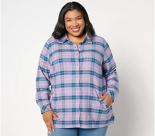 Make Your Selection: Joan Rivers Regular Cotton Plaid Flannel Snap Front Shirt | QVC
