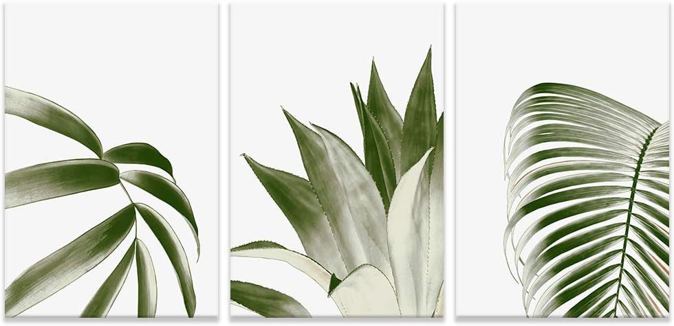 NWT 3 Piece Canvas Wall Art Wide Green Leaves Painting Artwork for Home Prints Framed - 16"x24" x... | Amazon (US)