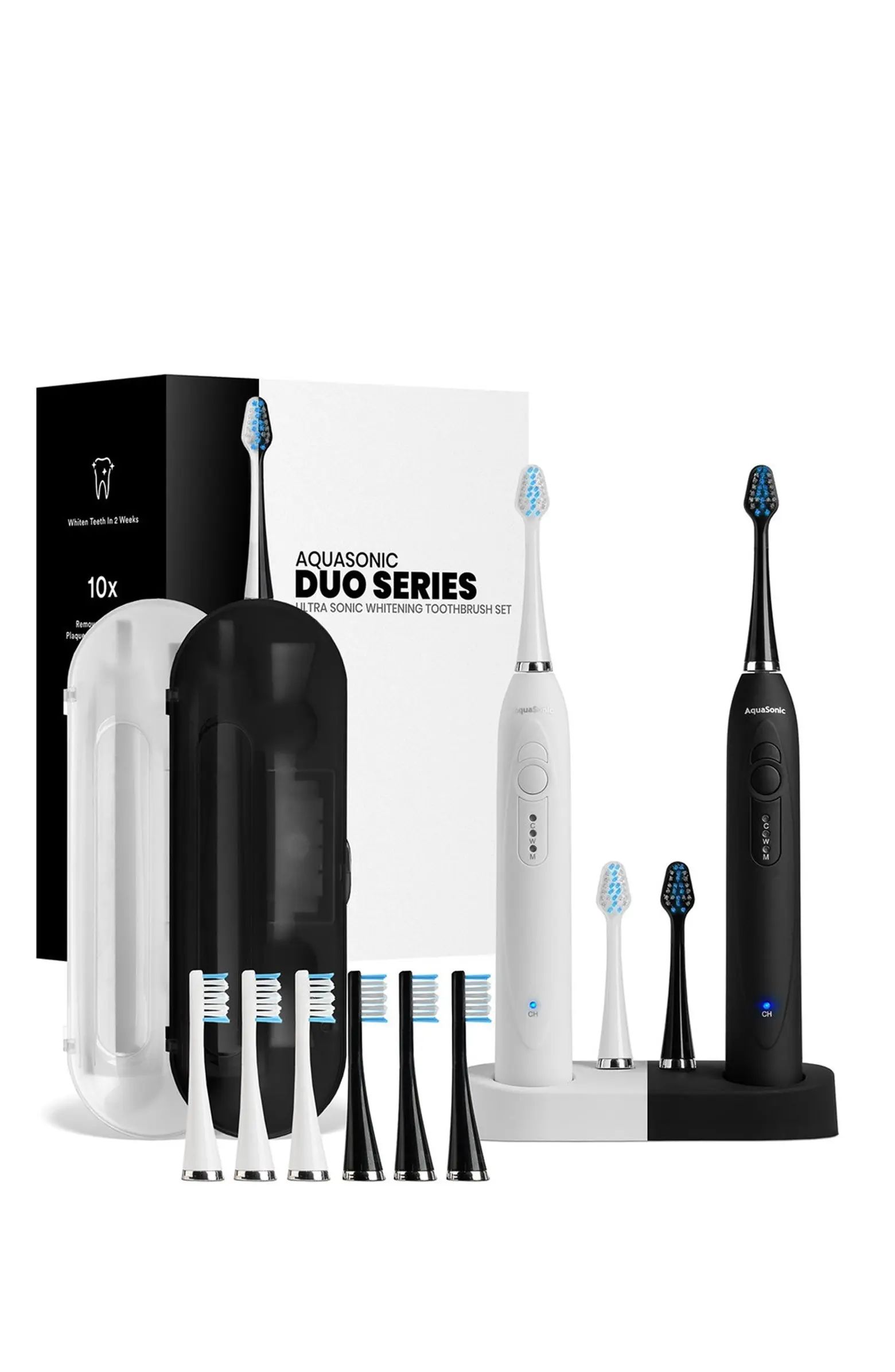 AQUASONIC DUO Dual Ultrasonic Toothbrushes with 10 DuPont Brush Heads & 2 Travel Cases | Nordstro... | Nordstrom Rack