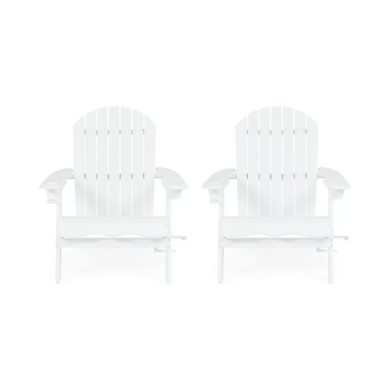 Noble House Lissette Outdoor Acacia Wood Adirondack Chairs, White | Walmart (US)