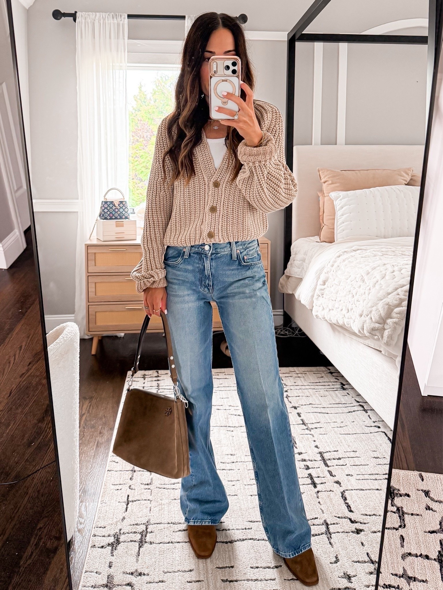 Nordstrom outfit! Wearing size xs cardigan and 24 jeans

#LTKOver40 #LTKSeasonal #LTKootd