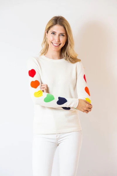Heart Sleeve Sweater | ivory & rainbow | Elizabeth McKay