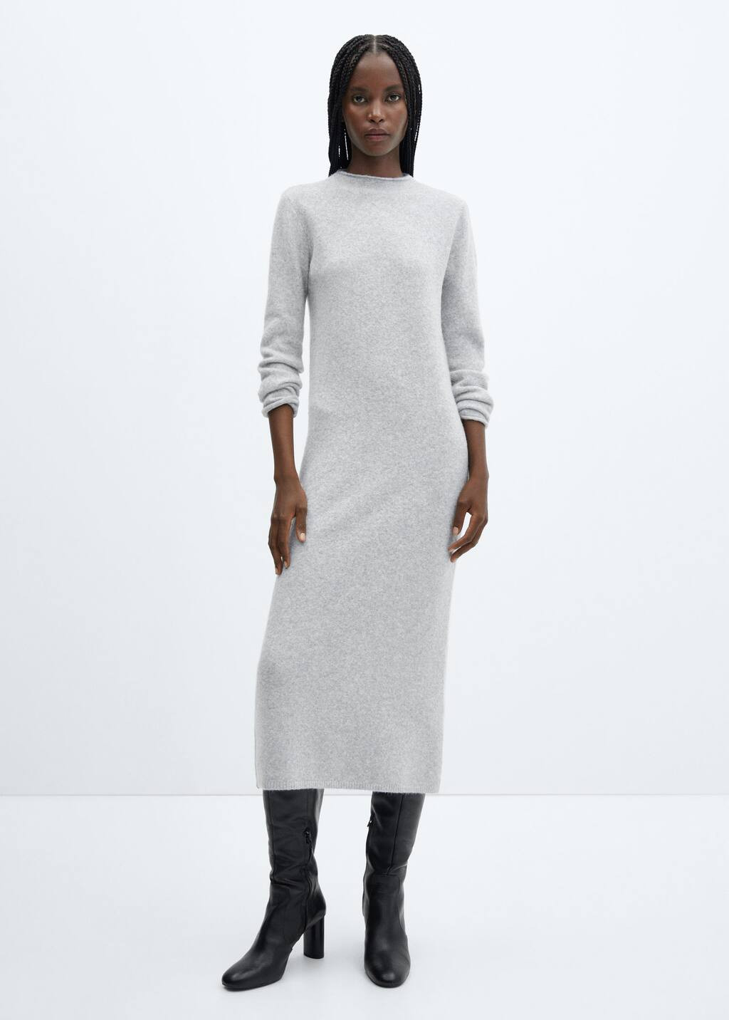 Knitted perkins neck dress -  Women | Mango USA | MANGO (US)
