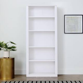Brookside Elaine 72 in. White Wood 5-Shelf Standard Bookcase with Adjustable Shelves BS0001BKC00W... | The Home Depot