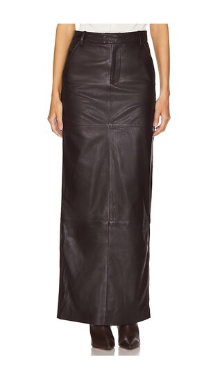 Anabella Leather Maxi Skirt in Espresso Brown | Revolve Clothing (Global)