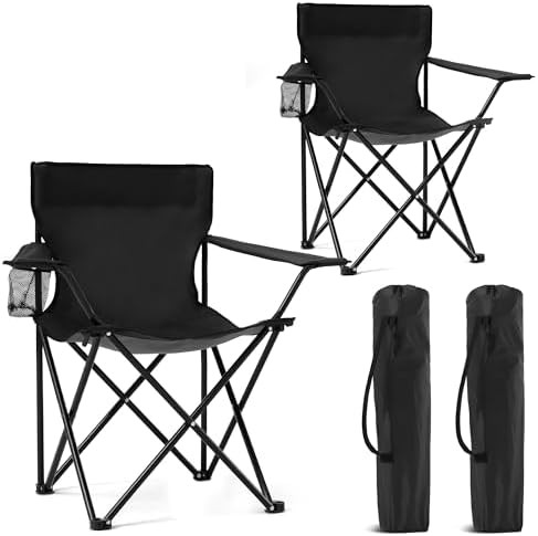 2 Pack Portable Camping Chairs Folding Lawn Chair Outdoor Lightweight Beach Chair with Cup Holder... | Amazon (US)