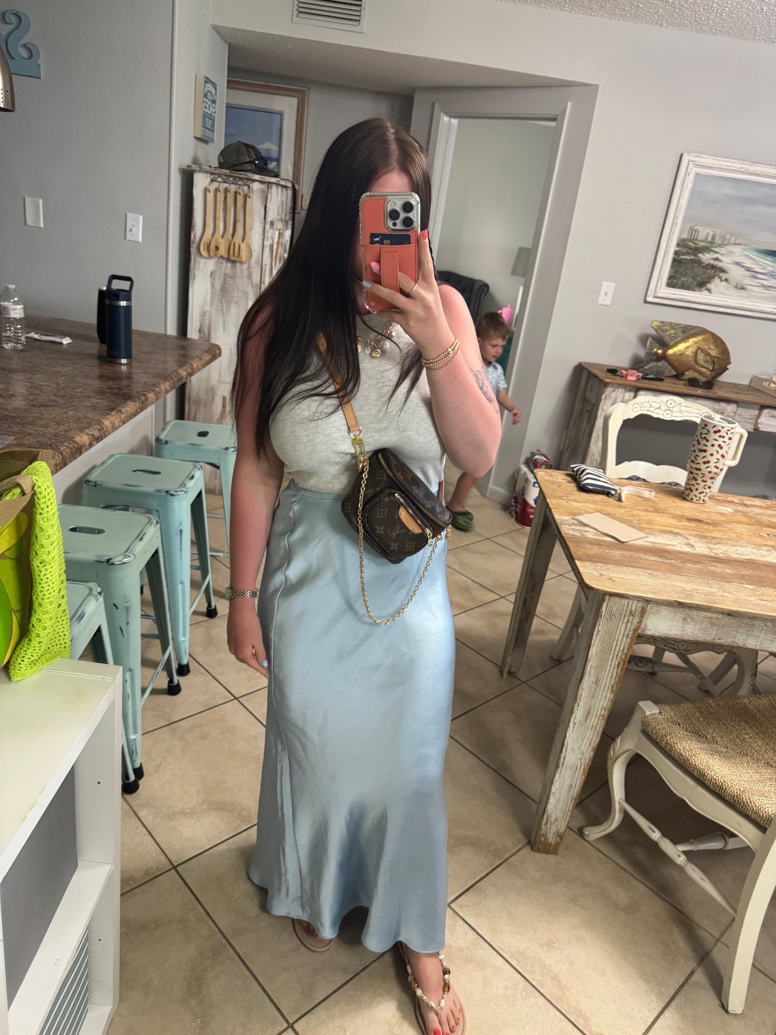 Sadly my exact skirt is sold out but I linked a smiliar one!! 🩵