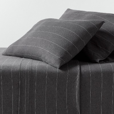 Full Cotton Jersey Sheet Set Dark Gray Striped - Threshold™ | Target