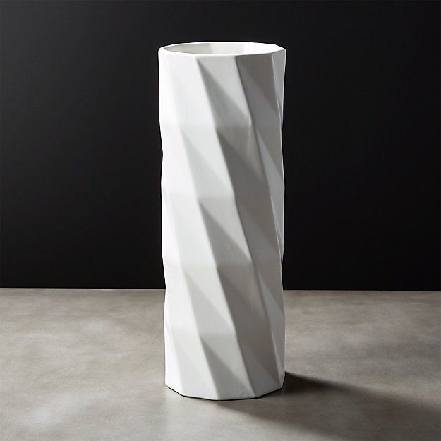 Zig Tall White Vase | CB2