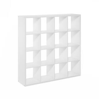 Cubicle 57.95 in. Tall White Wood 16-Cube Bookcase | The Home Depot
