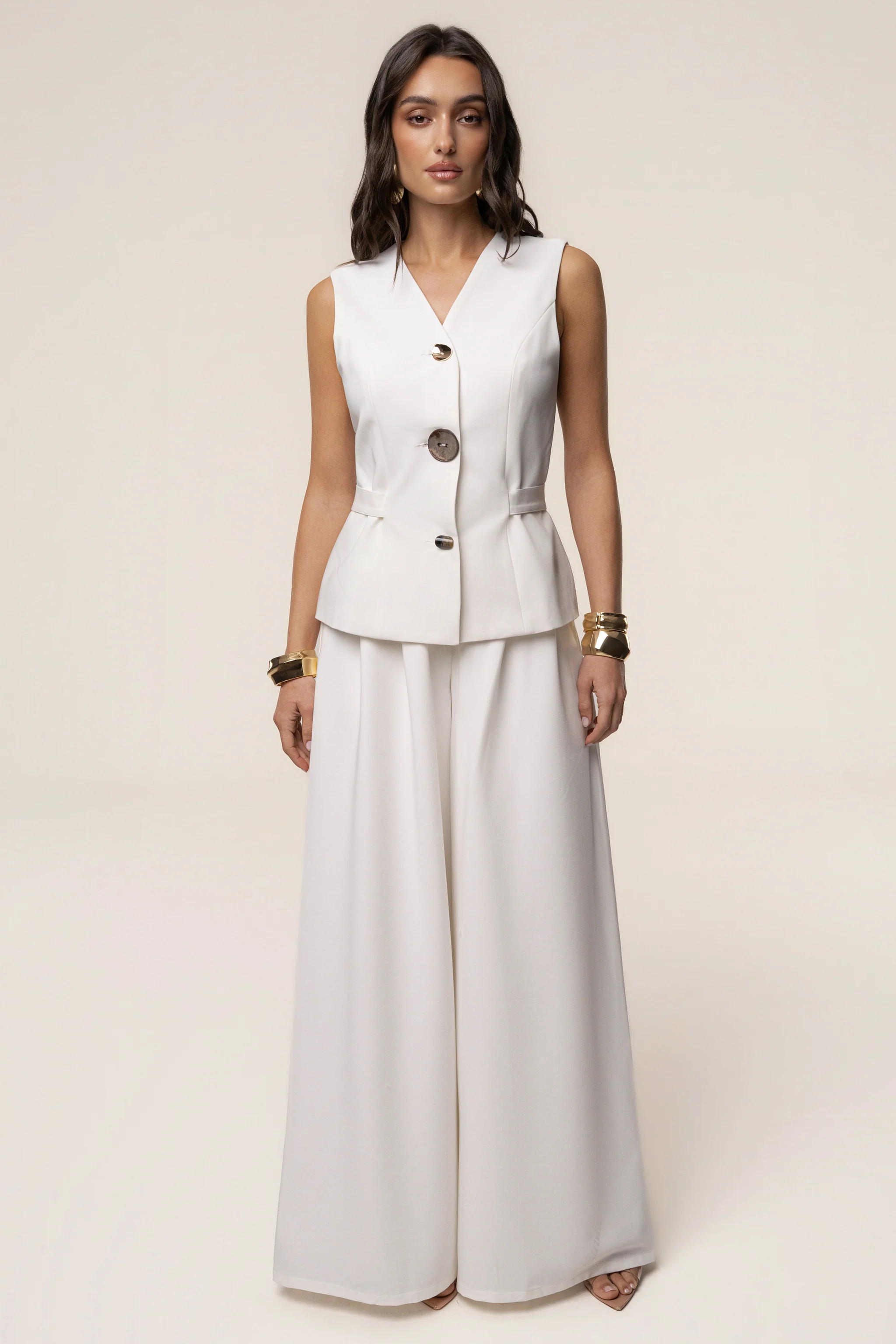 White Costa Tailored Pant Set | JLUXLABEL US
