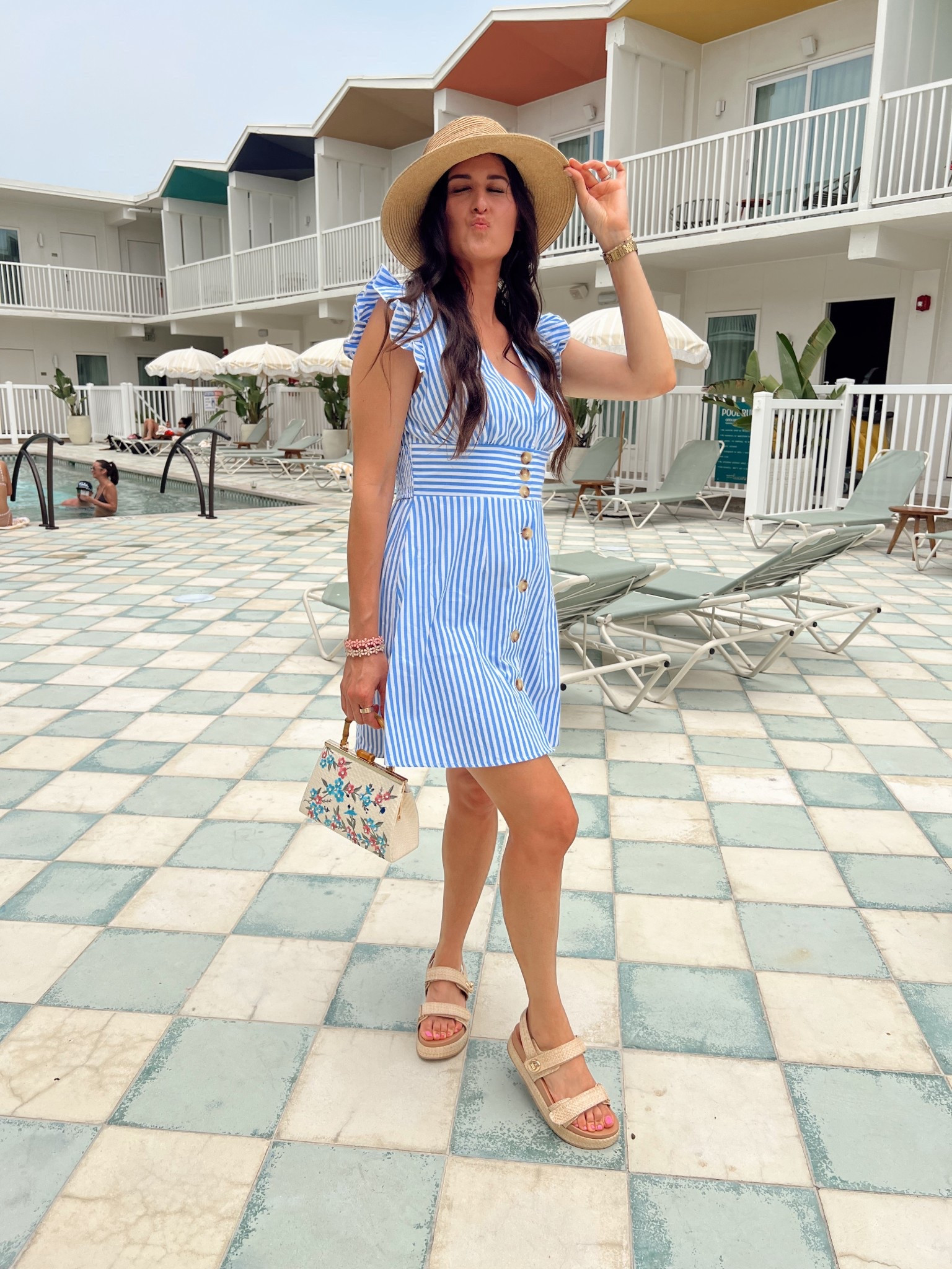 Summer outfit. Striped dress and cute sandals.

#LTKootd #LTKSeasonal #LTKOver40