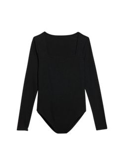 Long-Sleeve Square-Neck Rib-Knit Bodysuit for Women | Old Navy (US)