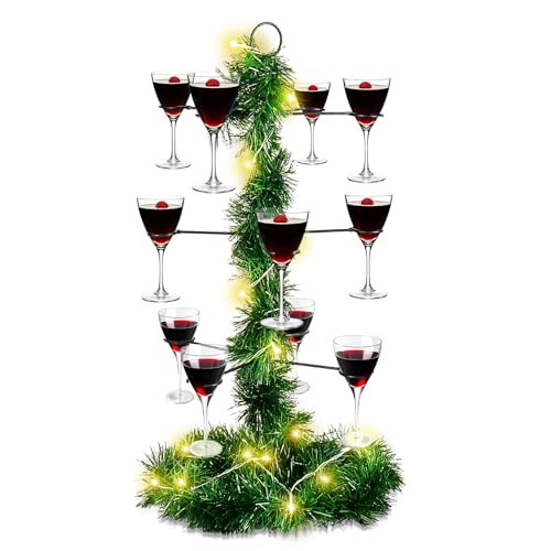 Cocktail Tree Stand, Christmas Tree Drink Holder, 3 Tier - 12 Holders for Champagne, Martini, Margarita Cups Holder, Perfect for Bridal Showers, Birthday, Housewarmings, and Bachelorette Parties | Amazon (US)