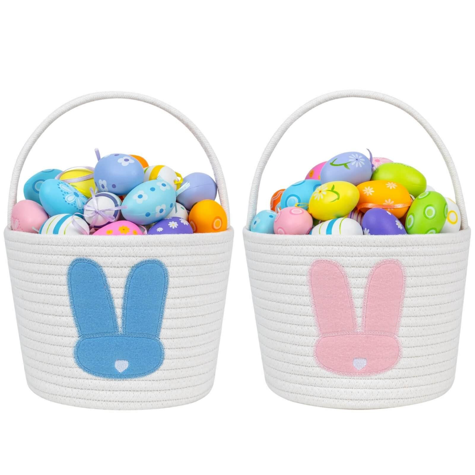 CubesLand Easter Bunny Basket Set for Kids, Babies, 2-Piece Easter Egg Hunt Baskets for Girls, Bo... | Amazon (US)
