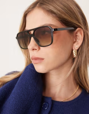 ASOS DESIGN aviator sunglasses in black | ASOS (Global)