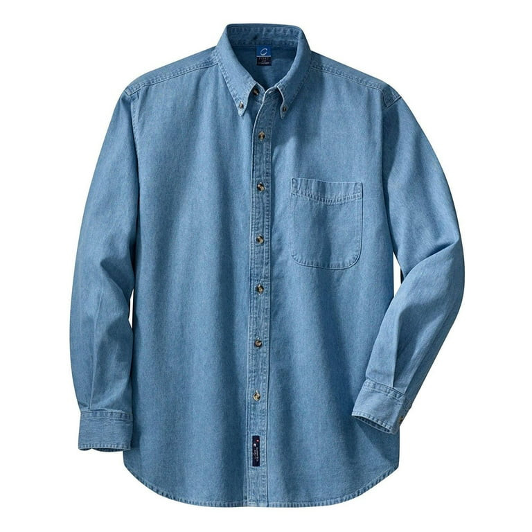 Port & Company Long Sleeve Denim Shirt, Faded Blue S | Walmart (US)