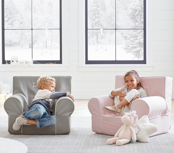 Blush With White Piping Anywhere Chair® | Pottery Barn Kids