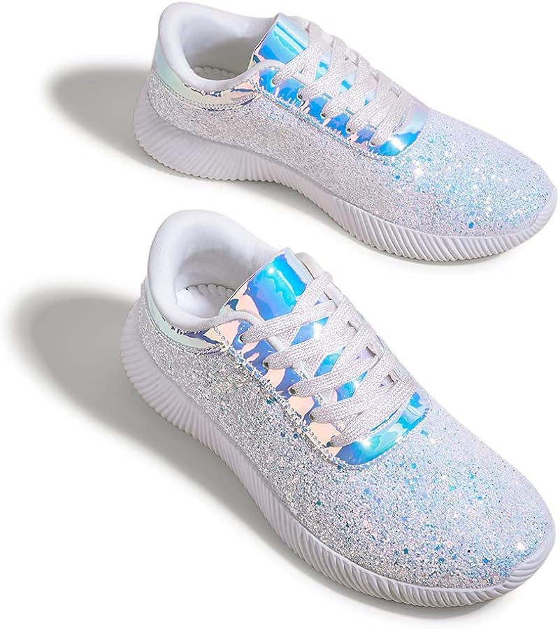 BELOS Women's Glitter Shoes Sparkly Lightweight Metallic Sequins Tennis Shoes Casual Retro Braide... | Amazon (US)
