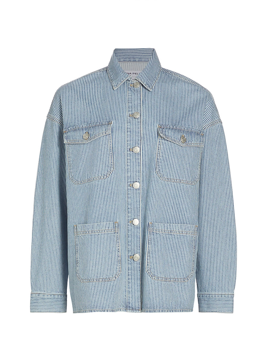 Women's On The Water Diana Denim Shacket - Ice Blue Stripe - Size 4 | Saks Fifth Avenue
