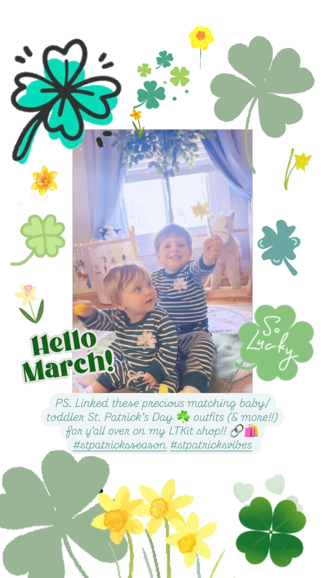 PS. Linked these precious matching baby/toddler St. Patrick’s Day ☘️ outfits (& more!!) for y’all over on my LTKit shop!! 🔗🛍️ #stpatricksseason #stpatricksvibes 

#LTKSeasonal #LTKBaby #LTKFamily