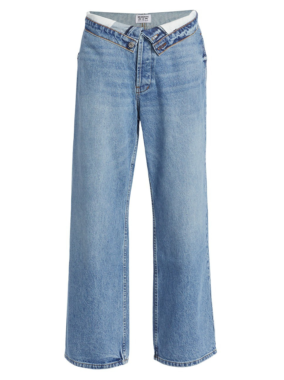 Madison Foldover Mid-Rise Loose-Leg Jeans | Saks Fifth Avenue