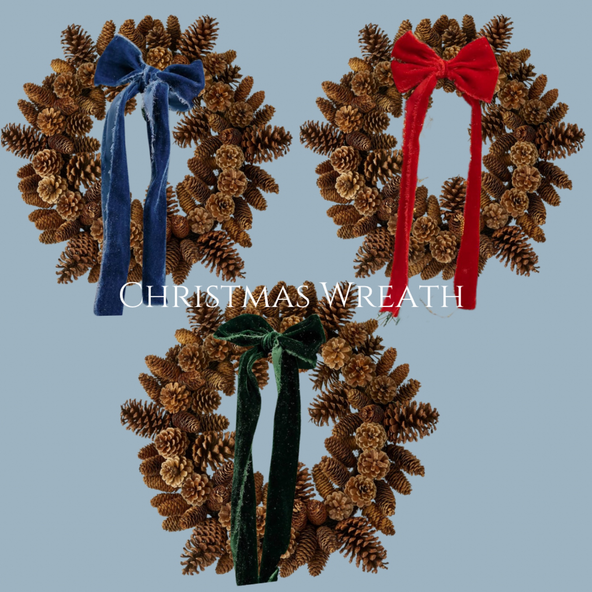 Christmas Wreath pinecone wreath velvet ribbon Christmas decor holiday wreath holiday decor Christmas decor 

#LTKSeasonal #LTKHoliday #LTKFindsUnder50