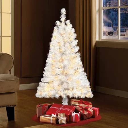 Holiday Time Pre-Lit 4' Indiana Spruce White Artificial Christmas Tree, Clear-Lights | Walmart (US)